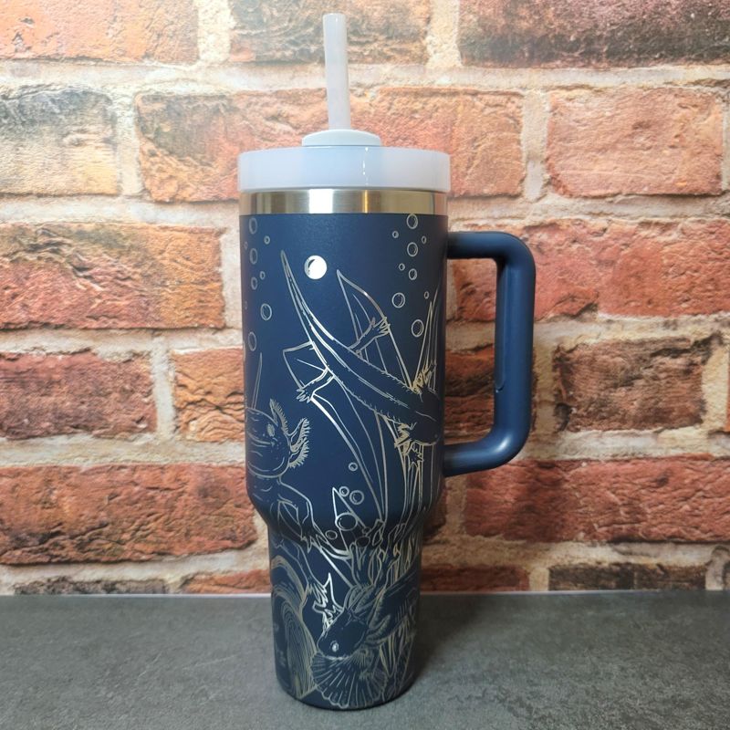 40oz Axolotl Tumbler with Lid, Handcrafted and Insulated Gift for Nature Lovers (40oz Cream)