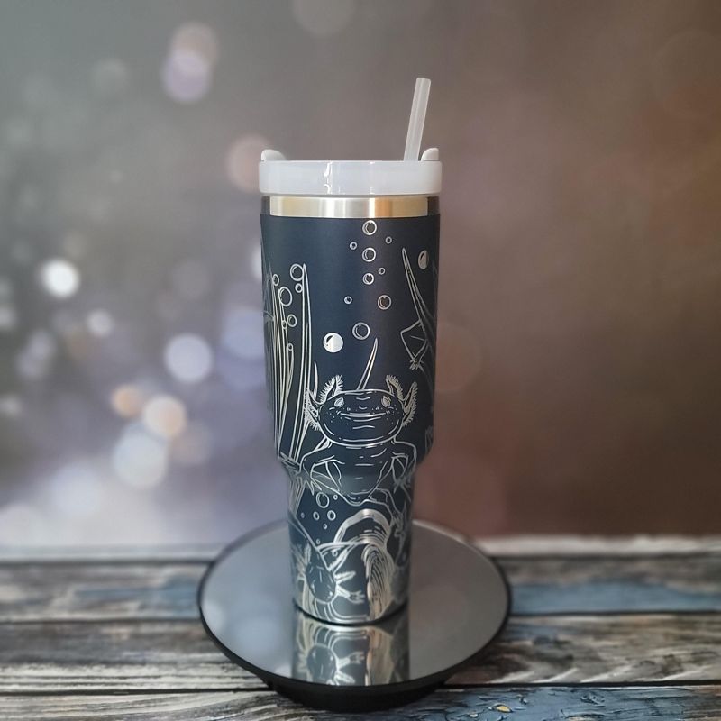 40oz Axolotl Tumbler with Lid, Handcrafted and Insulated Gift for Nature Lovers (40oz Cream)