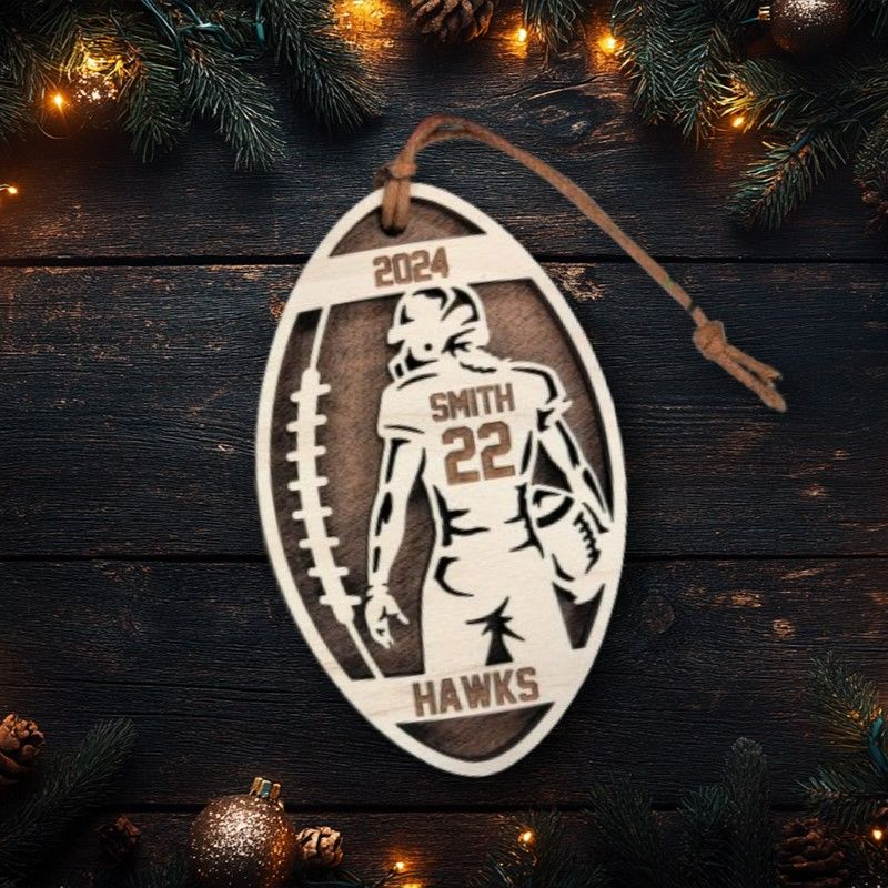 Personalized Football-Themed Christmas Ornament