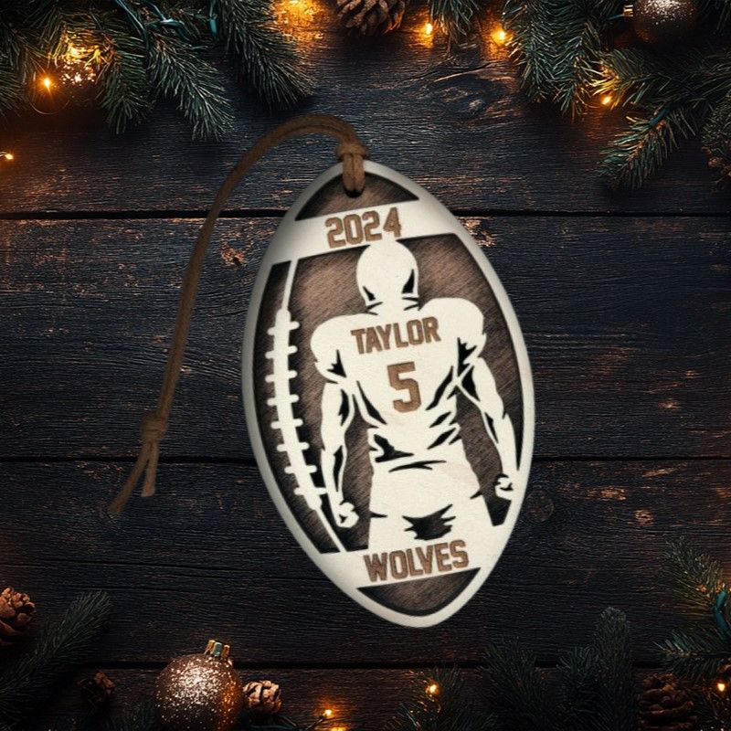 Personalized Football-Themed Christmas Ornament