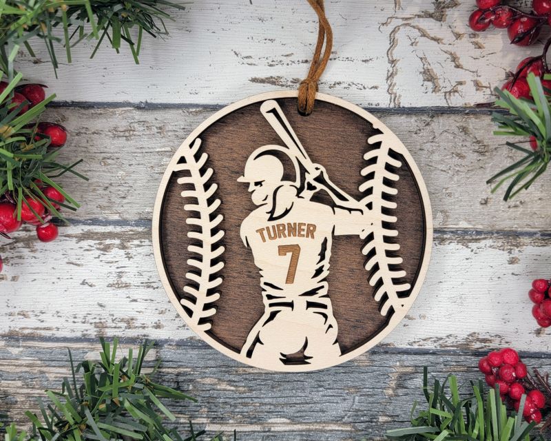 Personalized Baseball-Themed Christmas Ornament