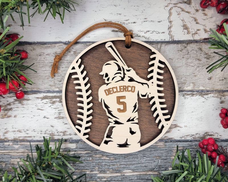 Personalized Baseball-Themed Christmas Ornament