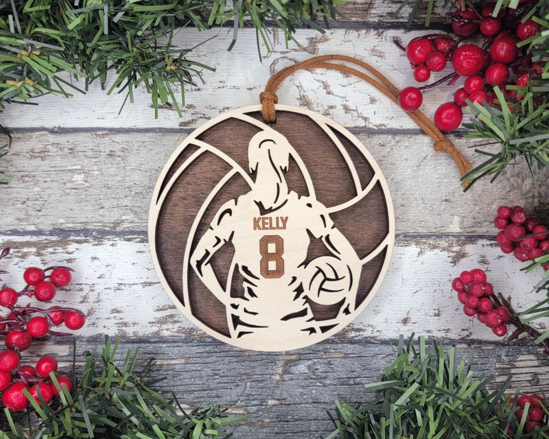 Personalized Volleyball-Themed Christmas Ornament