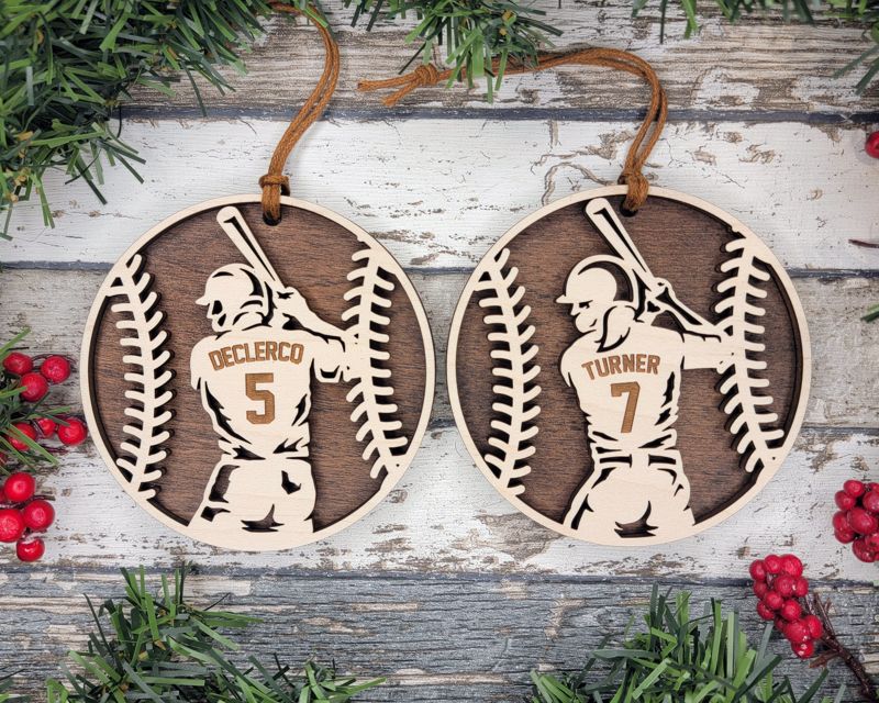 Personalized Softball-Themed Christmas Ornament