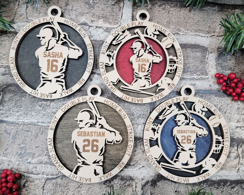 Layered Baseball Christmas Ornament