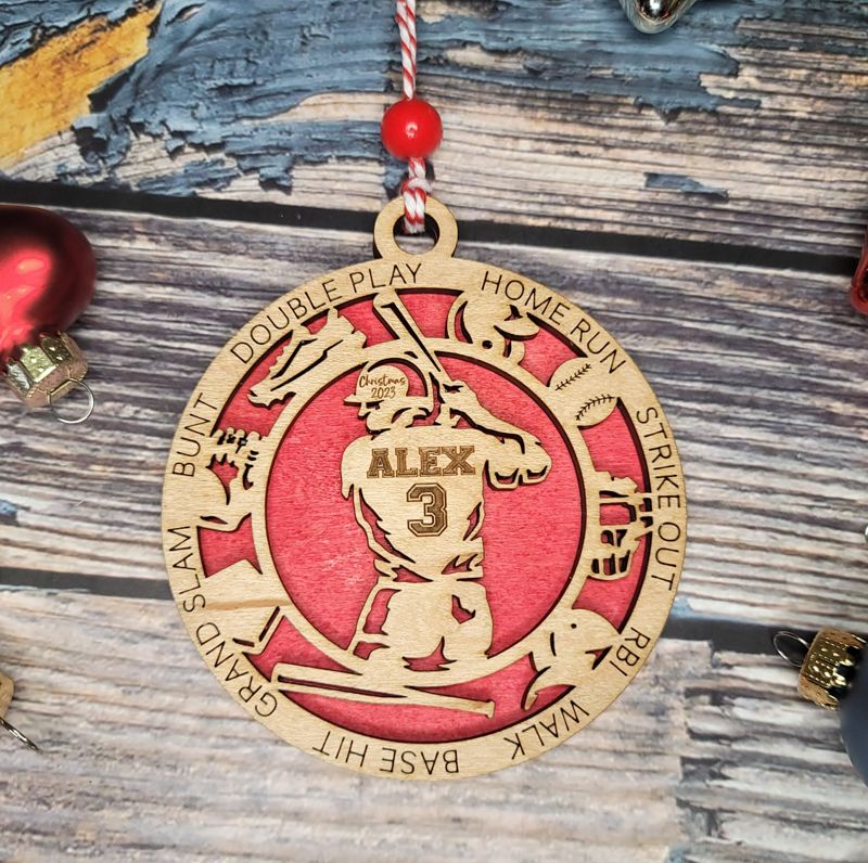 Layered Baseball Christmas Ornament