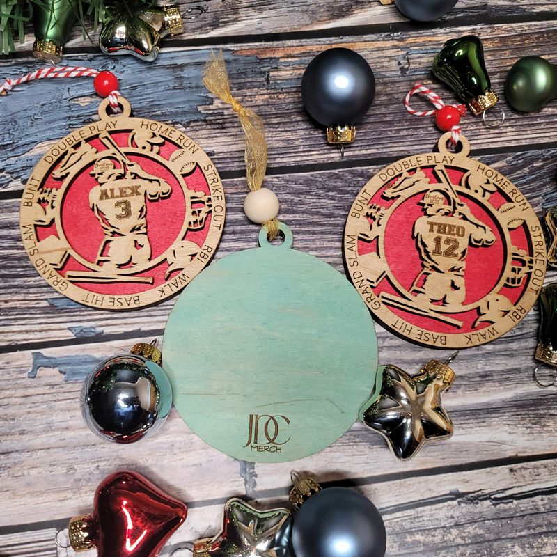 Layered Baseball Christmas Ornament