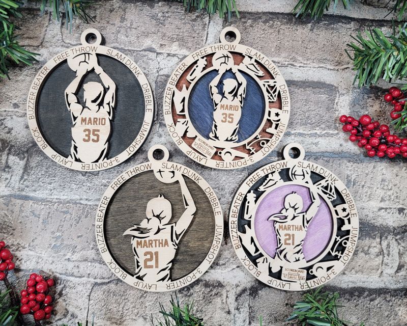Layered Basketball Christmas Ornament