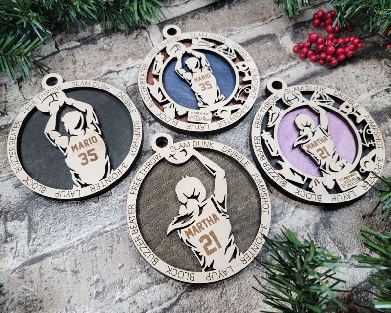 Layered Basketball Christmas Ornament
