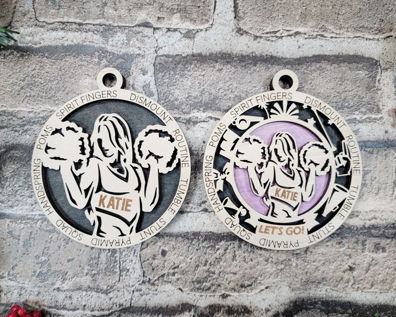Layered Cheerleader Christmas Ornament