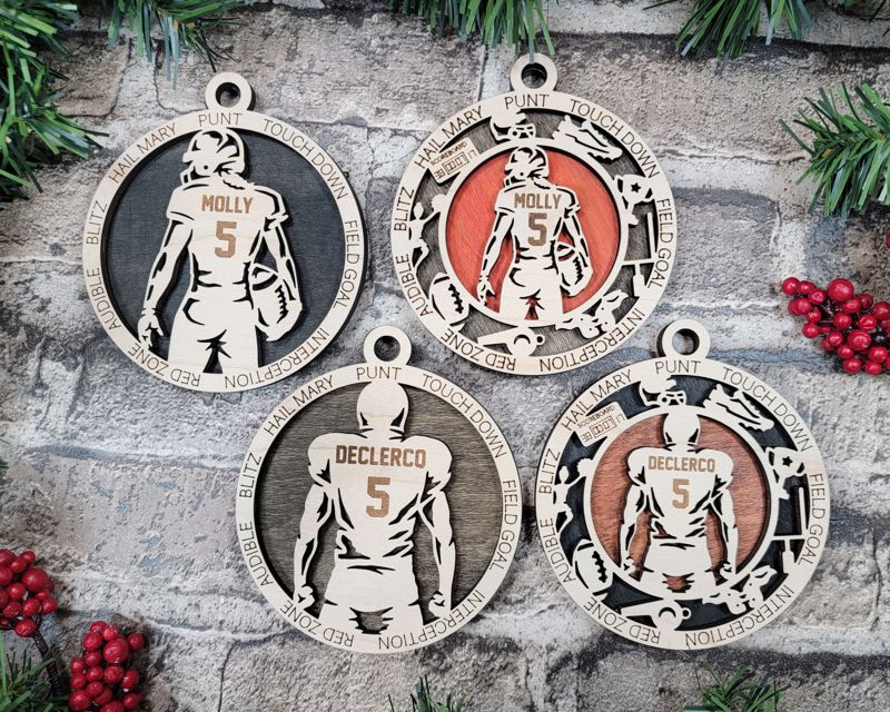 Layered Football Christmas Ornament