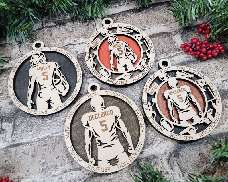 Layered Football Christmas Ornament