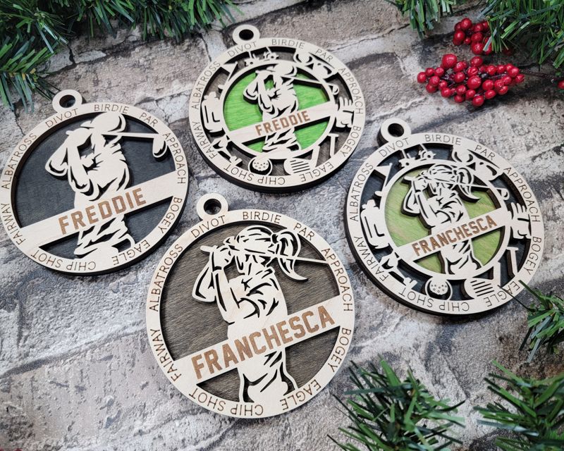 Layered Golf Christmas Ornament