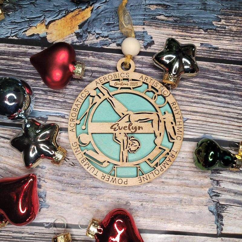 Layered Gymnast Christmas Ornament