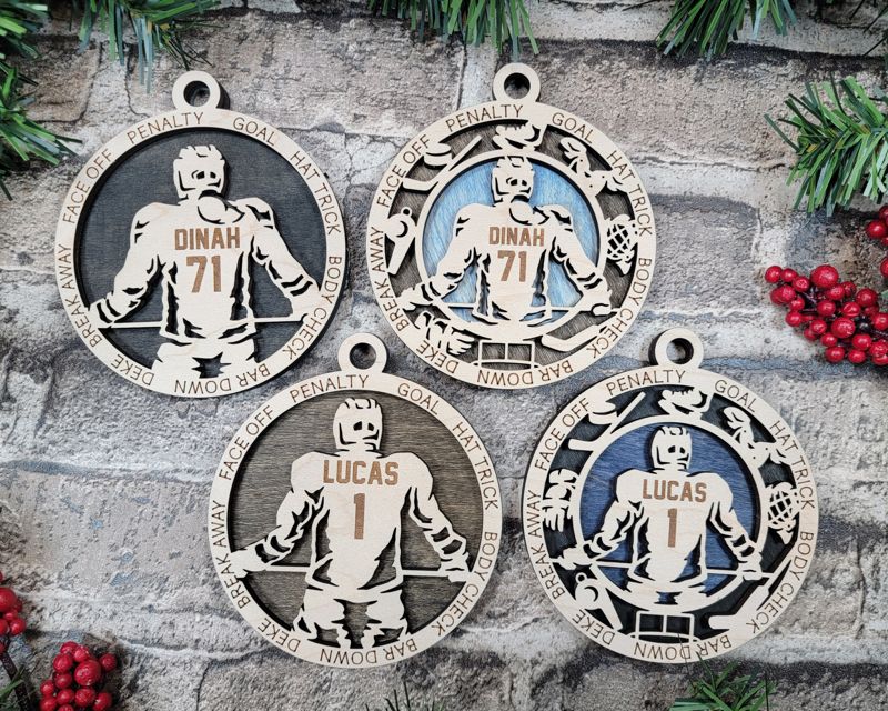 Layered Hockey Christmas Ornament