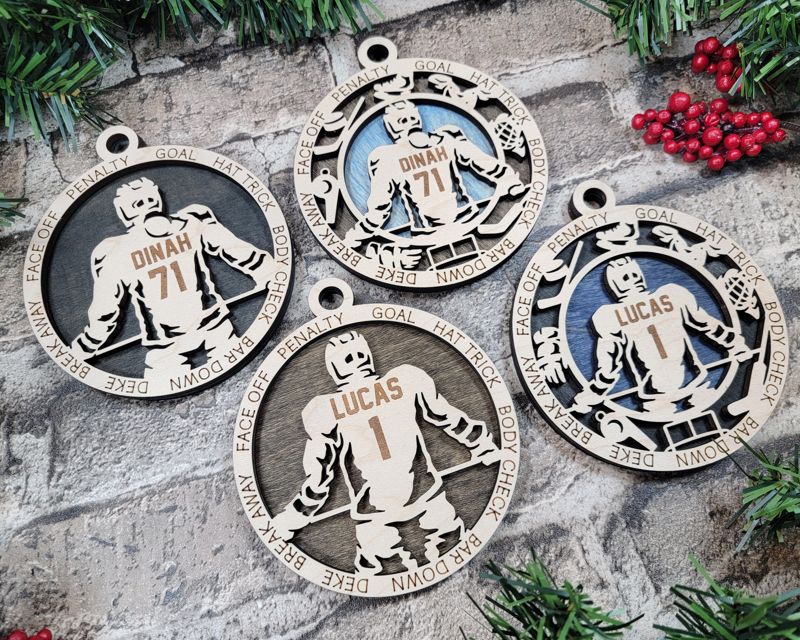 Layered Hockey Christmas Ornament