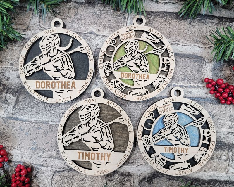 Layered Lacrosse Christmas Ornament