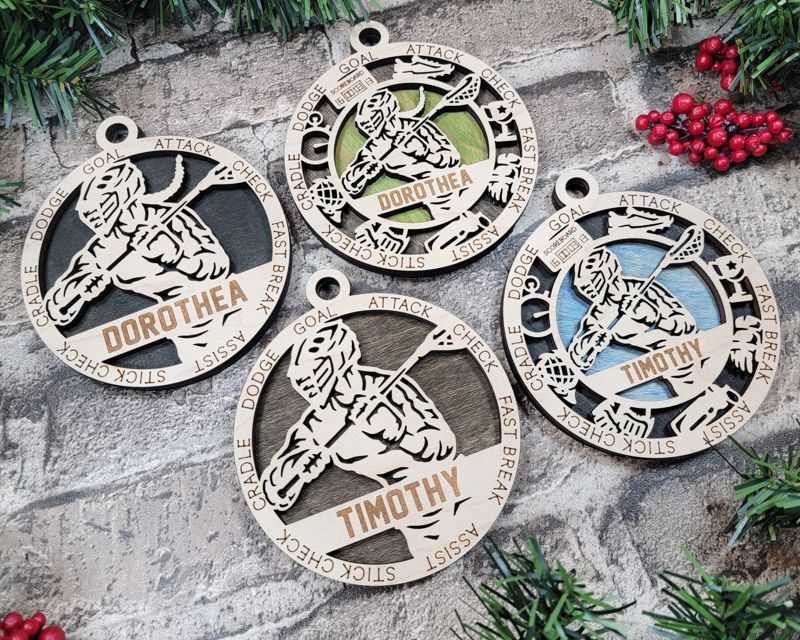 Layered Lacrosse Christmas Ornament