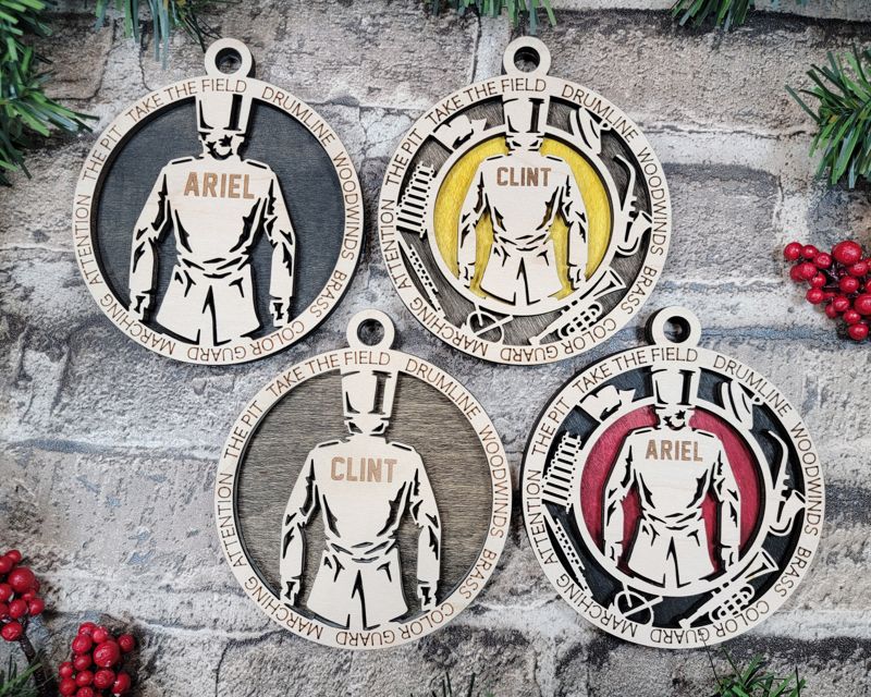 Layered Marching Band Christmas Ornament