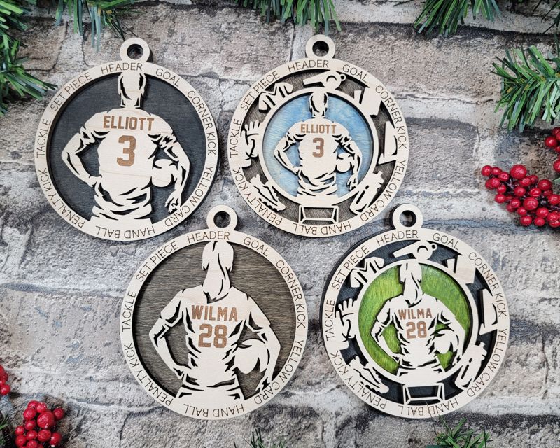 Layered Soccer Christmas Ornament