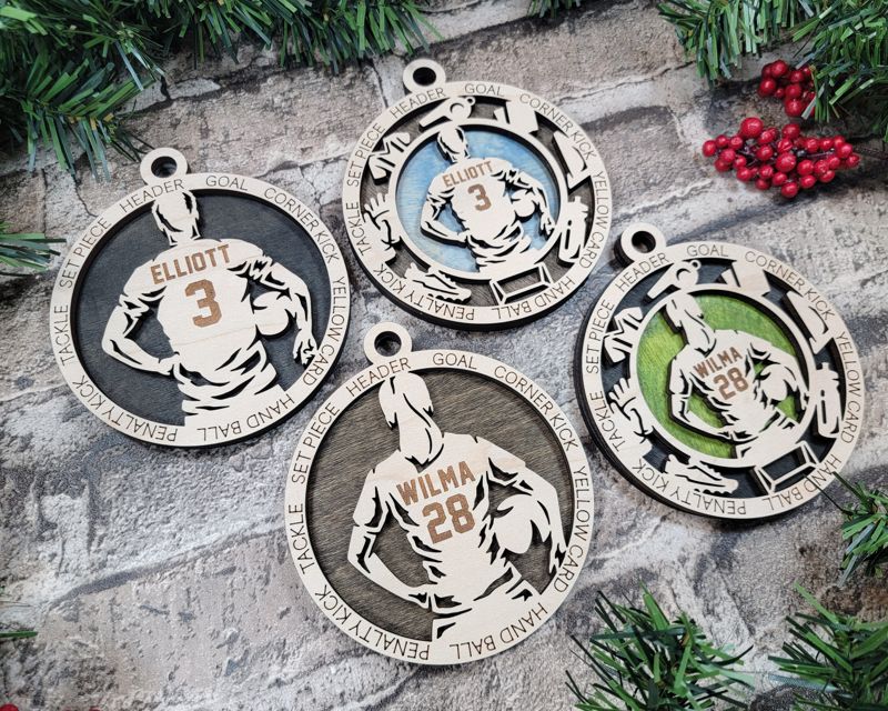 Layered Soccer Christmas Ornament