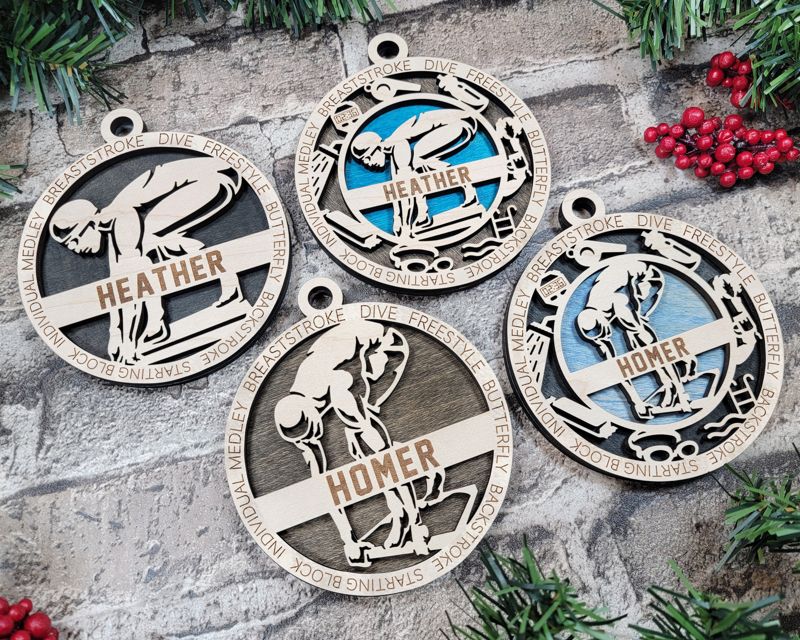 Layered Swimming Christmas Ornament