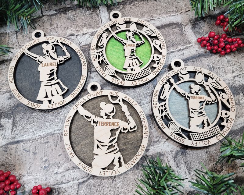 Layered Tennis Christmas Ornament