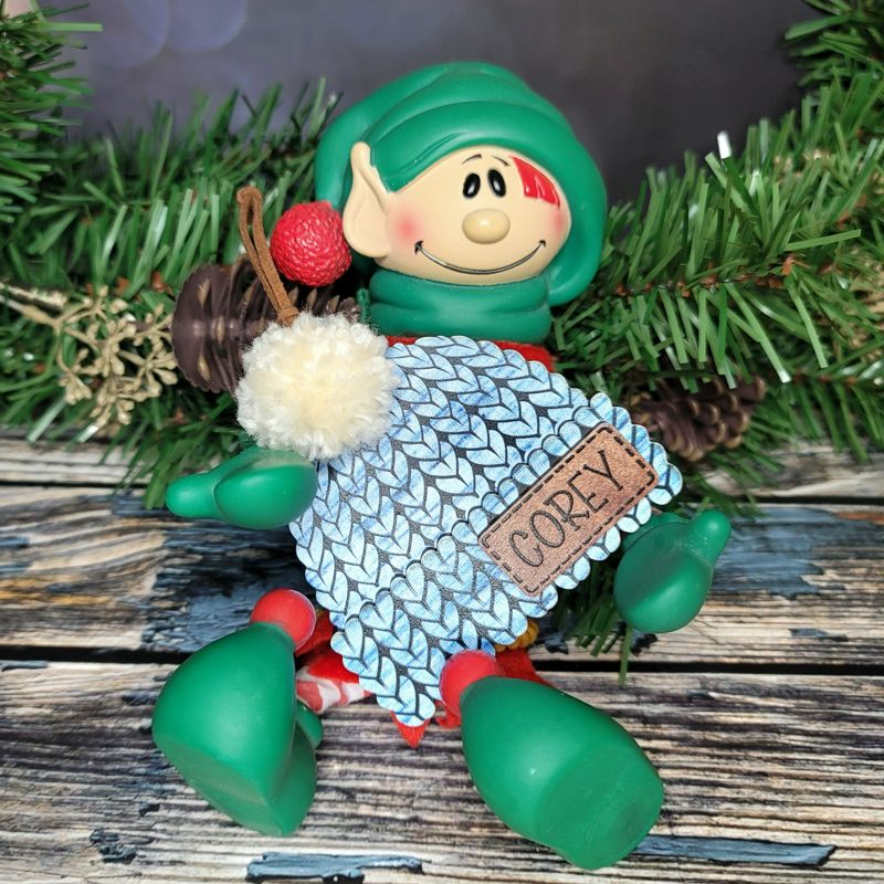 Personalized Knit-Style Christmas Ornaments | UV Printed with Leather Patch