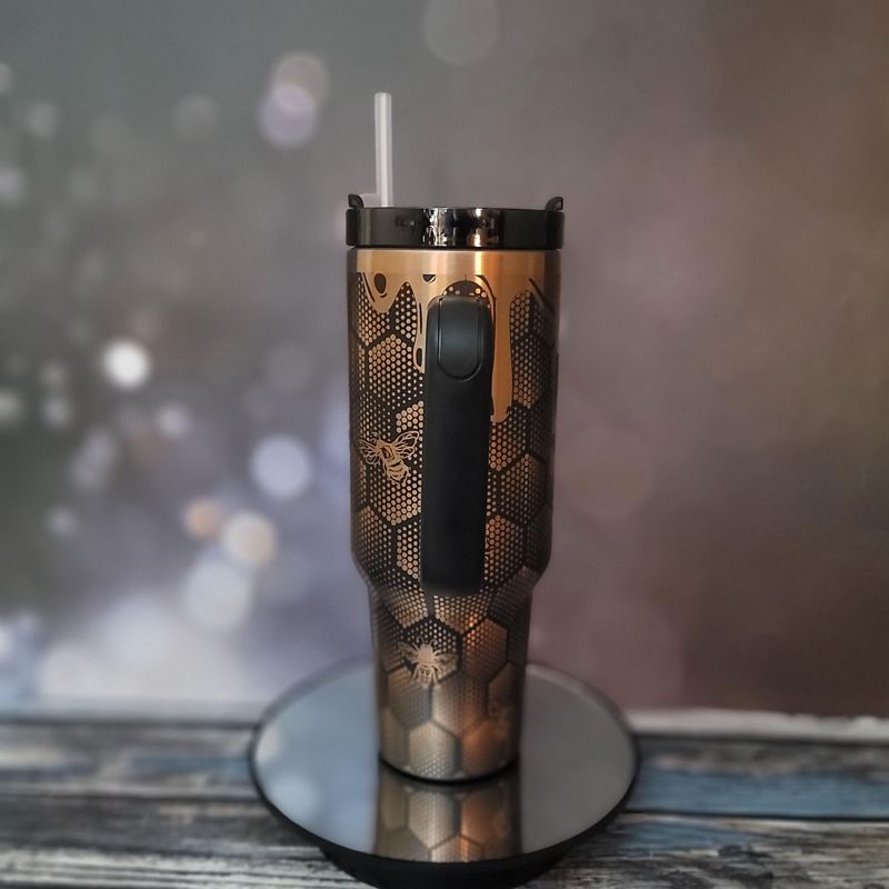 Custom Honeycomb Tumbler Copper Engraved Nature Lover Gift Cup (Black Copper, Design Only)