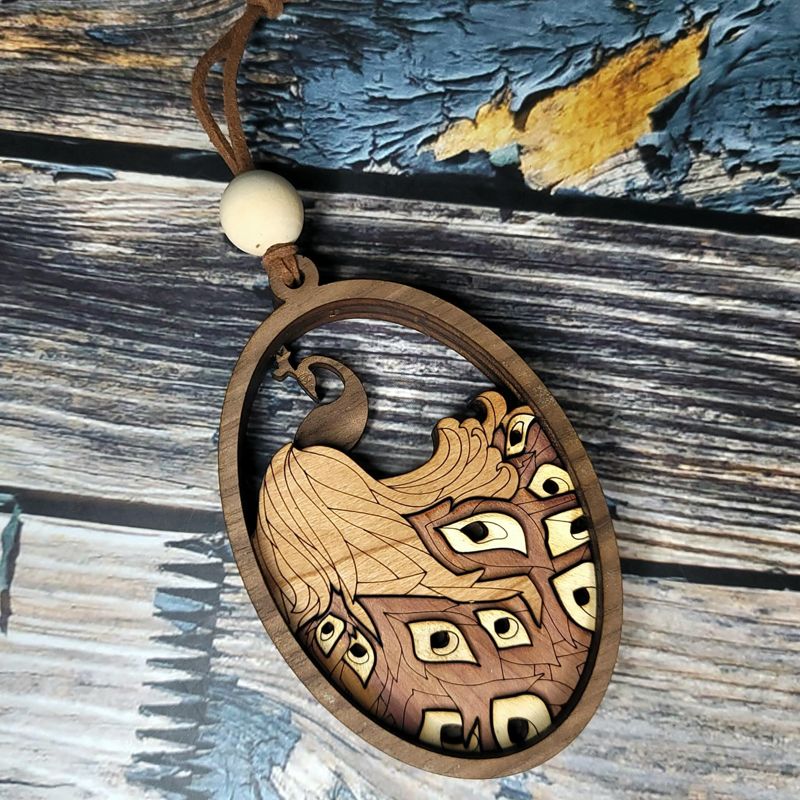 Handcrafted Heirloom Peacock Ornament | Laser-Cut Wood | Nature Lover Gift