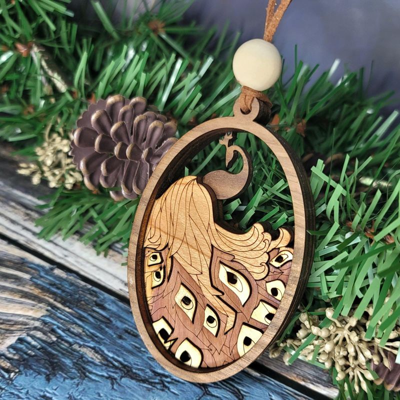 Handcrafted Heirloom Peacock Ornament | Laser-Cut Wood | Nature Lover Gift