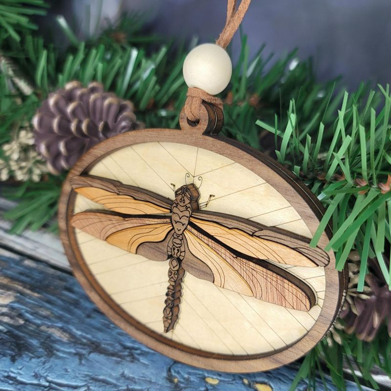 Handcrafted Heirloom Dragonfly Ornament | Laser-Cut Wood | Memorial Gift
