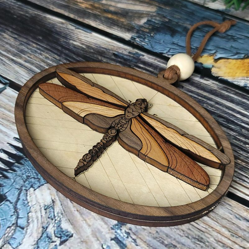 Handcrafted Heirloom Dragonfly Ornament | Laser-Cut Wood | Memorial Gift
