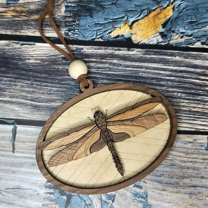 Handcrafted Heirloom Dragonfly Ornament | Laser-Cut Wood | Memorial Gift