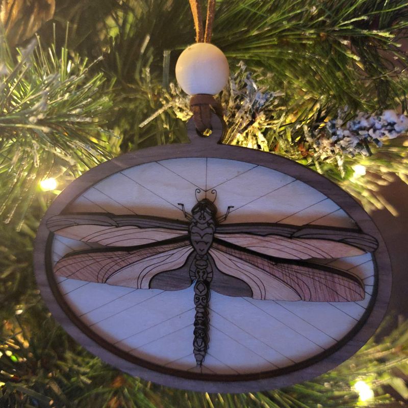 Handcrafted Heirloom Dragonfly Ornament | Laser-Cut Wood | Memorial Gift
