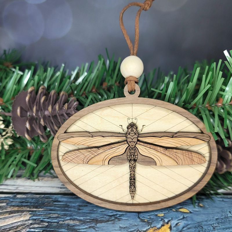 Handcrafted Heirloom Dragonfly Ornament | Laser-Cut Wood | Memorial Gift