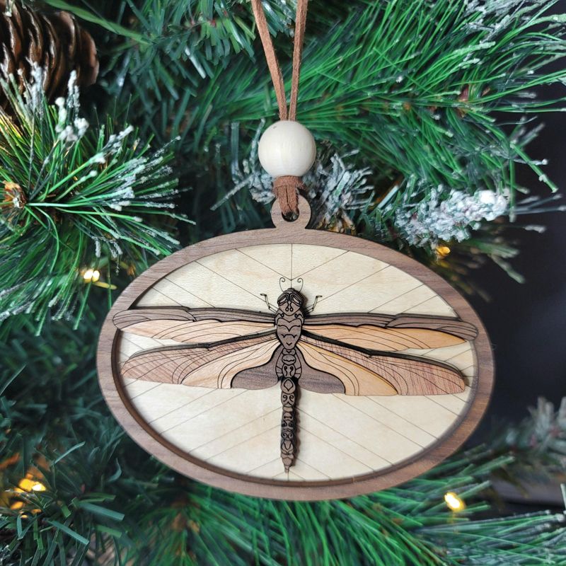 Handcrafted Heirloom Dragonfly Ornament | Laser-Cut Wood | Memorial Gift