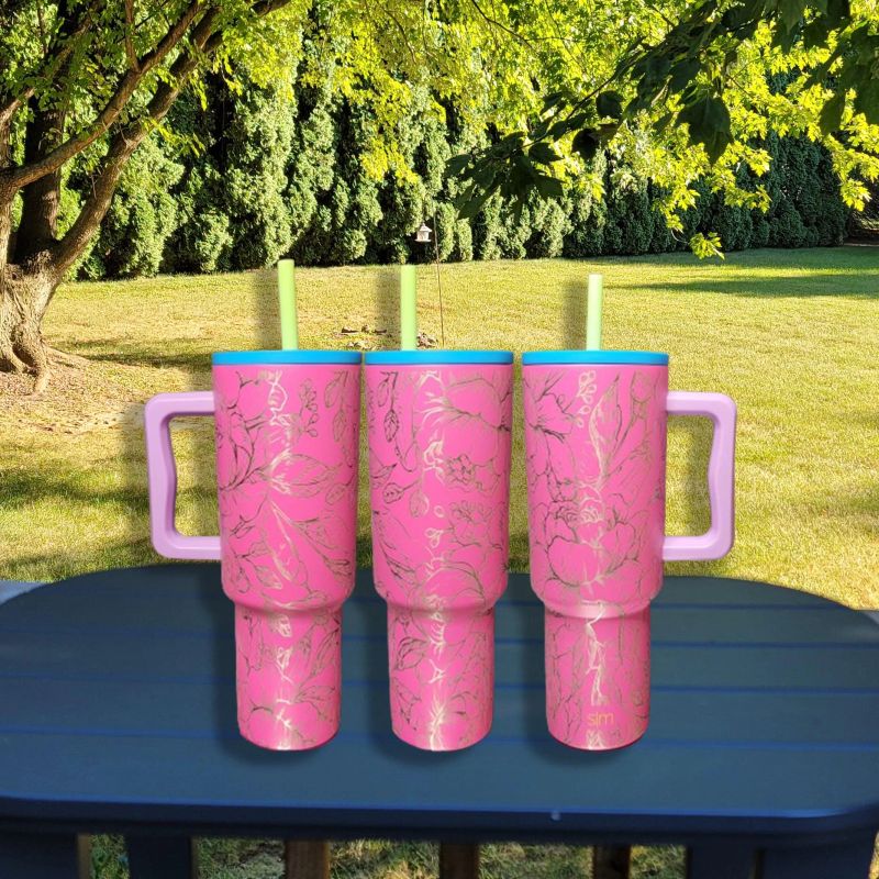 NSFW Engraved Simple Modern‑Style 40oz Tumbler with Handle – Floral Line Art, Laser‑Etched Adult Humor Travel Mug (80s Mix Trek)