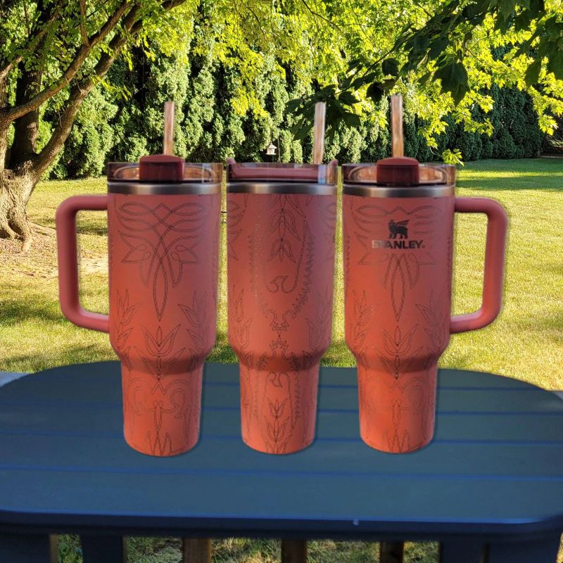 Yeehaw! Western Cowboy Boot Stitching Engraved Tumbler (30oz Fog, Design Only)