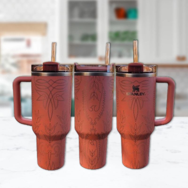 Yeehaw! Western Cowboy Boot Stitching Engraved Tumbler (30oz Fog, Design Only)