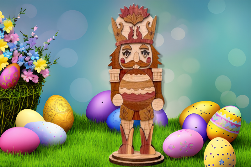 🌸 Easter Nutcracker & Squirrel Companion Set – Handmade Wooden Boho Decor 🌸