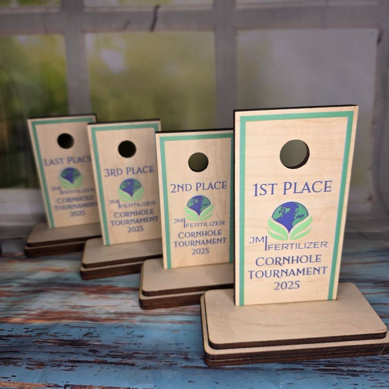Custom Cornhole Tournament Trophy – Personalized Wood Award – Laser Engraved or UV Printed – Rustic Game Prize for Backyard, Corporate, or League Events