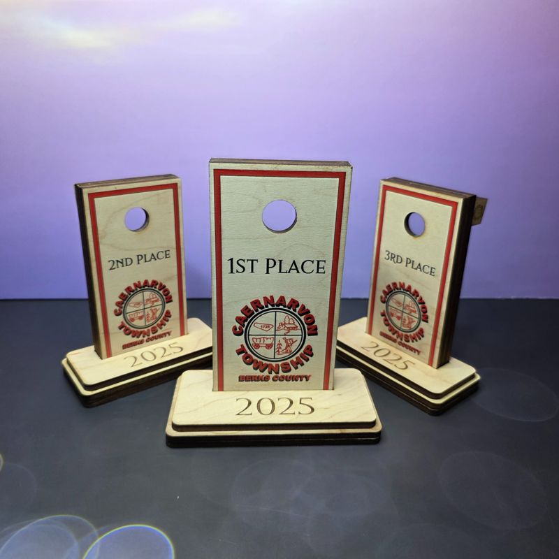 Custom Cornhole Tournament Trophy – Personalized Wood Award – Laser Engraved or UV Printed – Rustic Game Prize for Backyard, Corporate, or League Events