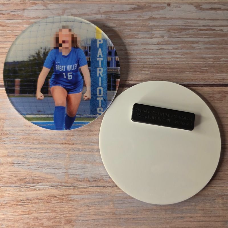 Custom Photo Pins – Perfect for Parents for Senior Night Gifts & Bag Tags