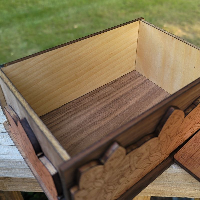 Handcrafted Butterfly Keepsake Box in Cherry, Mahogany & Walnut – Engraved Floral Wooden Jewelry Box with Optional Personalization