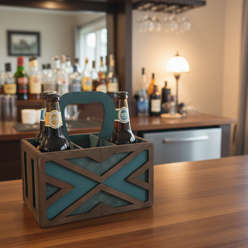 Handcrafted Wooden Beer Caddy with Handle – Engraved Bottle Carrier for 6 Beers, Rustic Bar Gift, Custom Drink Tote for Homebrewers & Groomsmen
