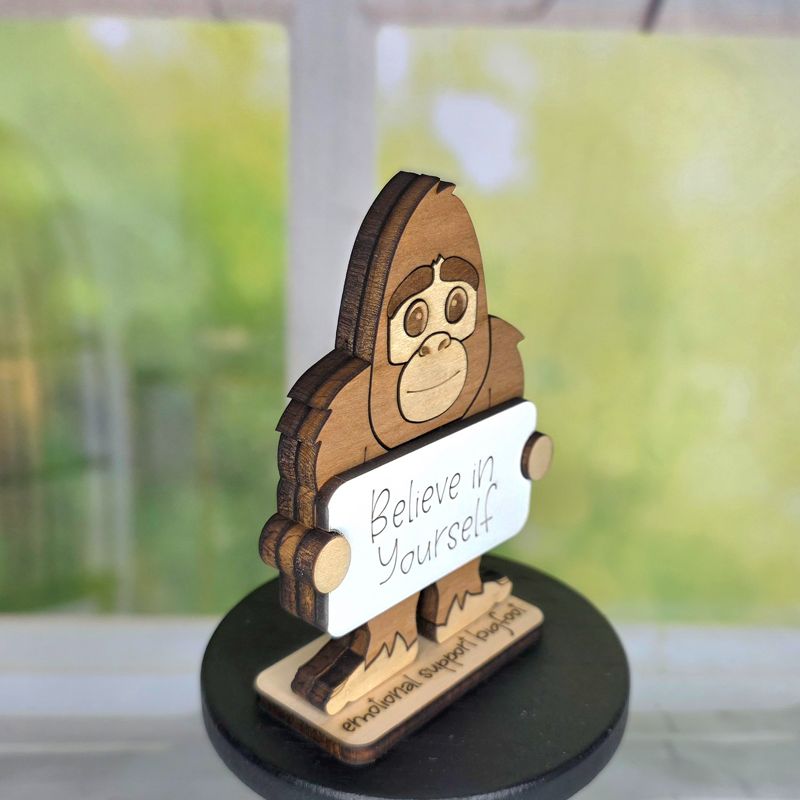 Emotional Support Bigfoot — Personalized Laser Cut Hardwood Figurine