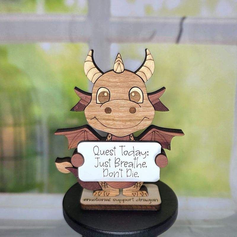 Emotional Support Dragon — Personalized Laser Cut Hardwood Figurine