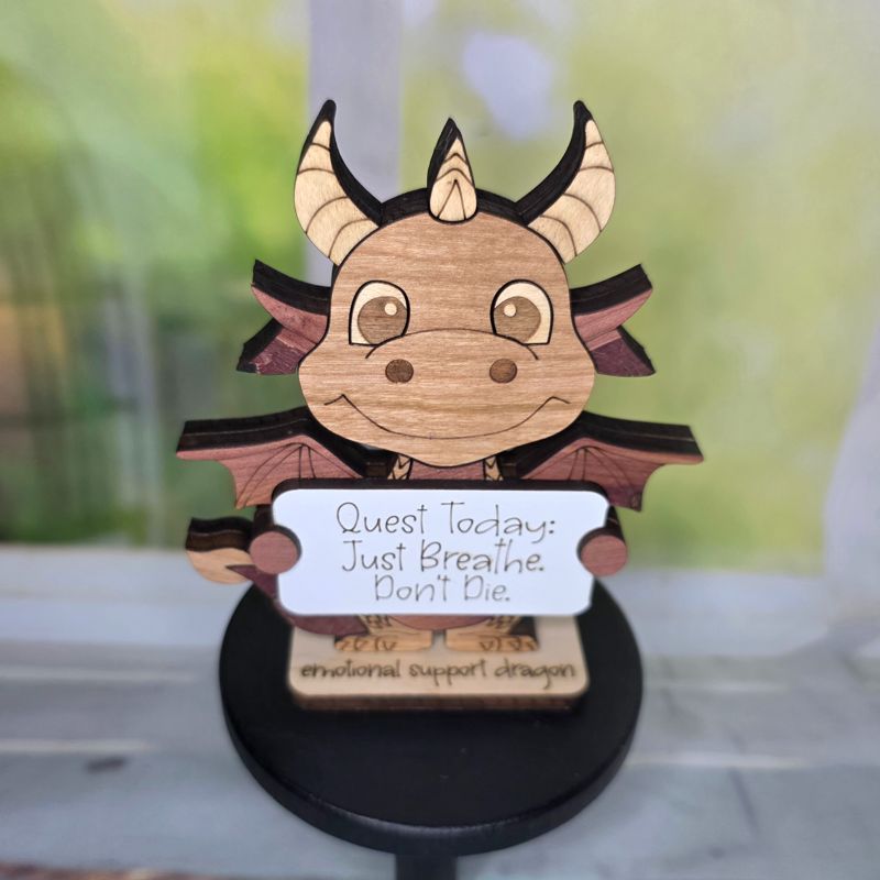 Emotional Support Dragon — Personalized Laser Cut Hardwood Figurine