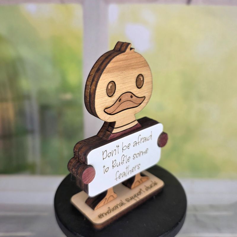 Emotional Support Duck — Personalized Laser Cut Hardwood Figurine